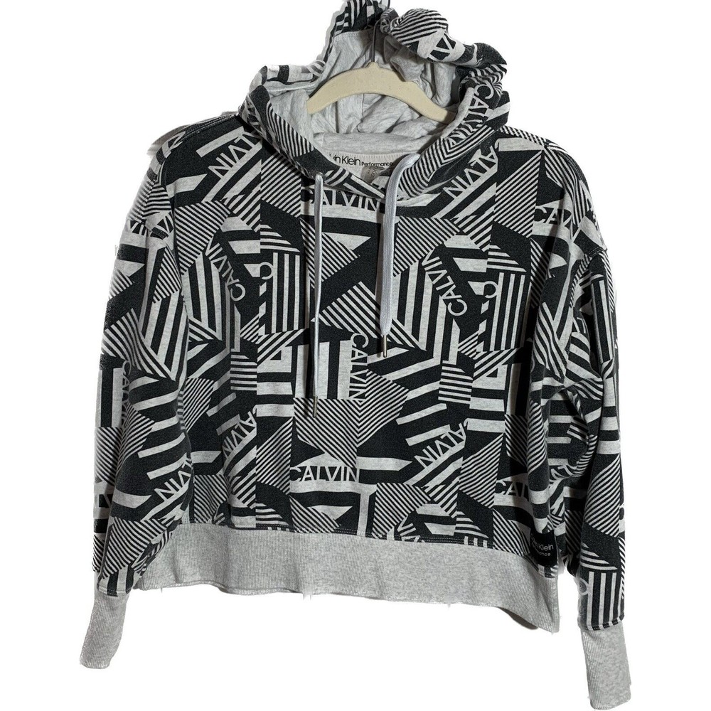 Calvin Klein Performance Women's Size Small Logo All Over Print Pullover Hoodie